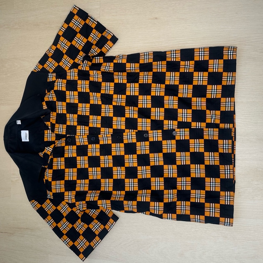 Burberry Short-Sleeve Button-Up Shirt - Black & Orange Plaid